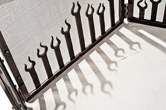 Had-forged ornamental ironwork, both sculptural and functional. A modern aesthetic using the traditional techniques of the blacksmith.